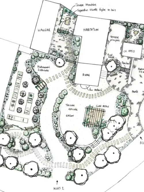 Paysagiste : conception de jardins, espaces verts et aménagement extérieur (croquis, plans, palette végétale) à basse goulaine, st sebastien sur loire, thouaré